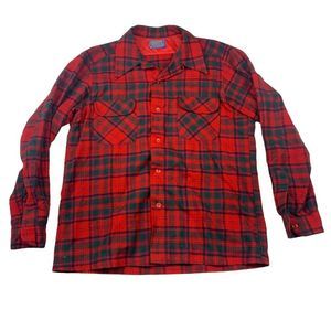 Pendelton Button Down Shirt Mens Size Large Plaid Virgin Wool READ